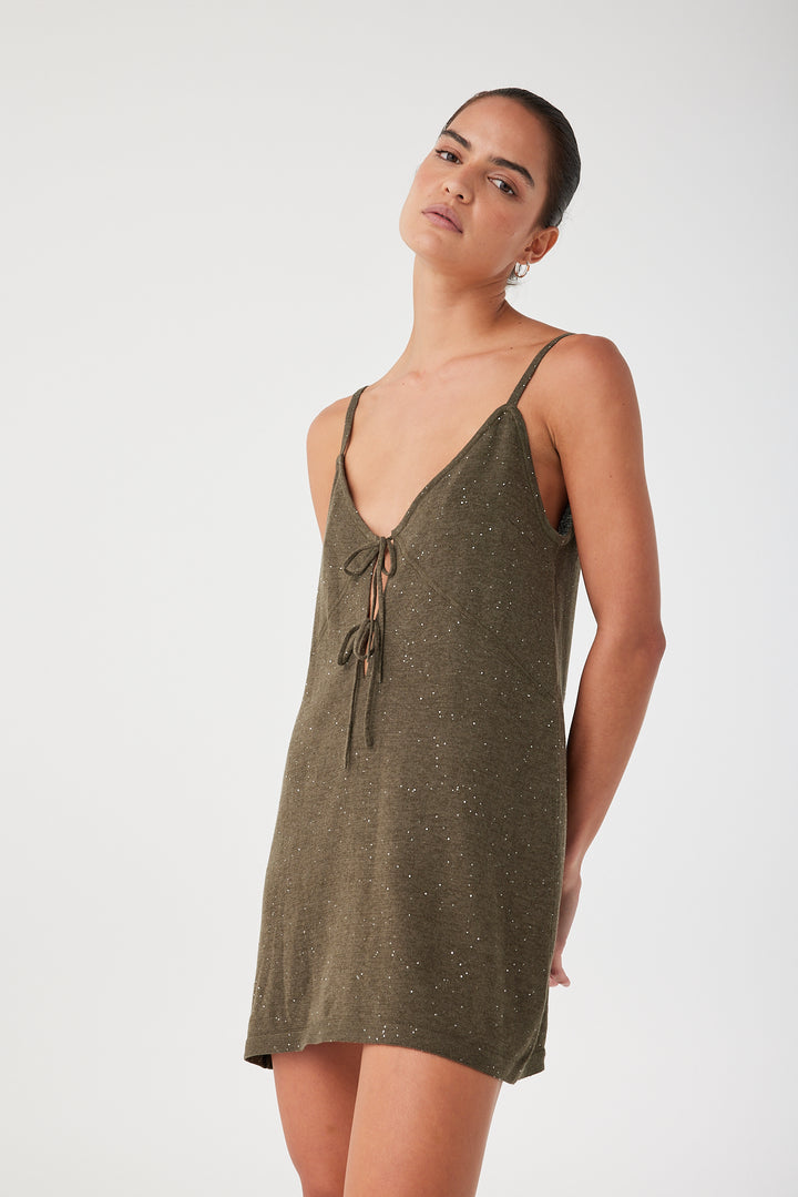 Mira Dress - Olive Sparkle