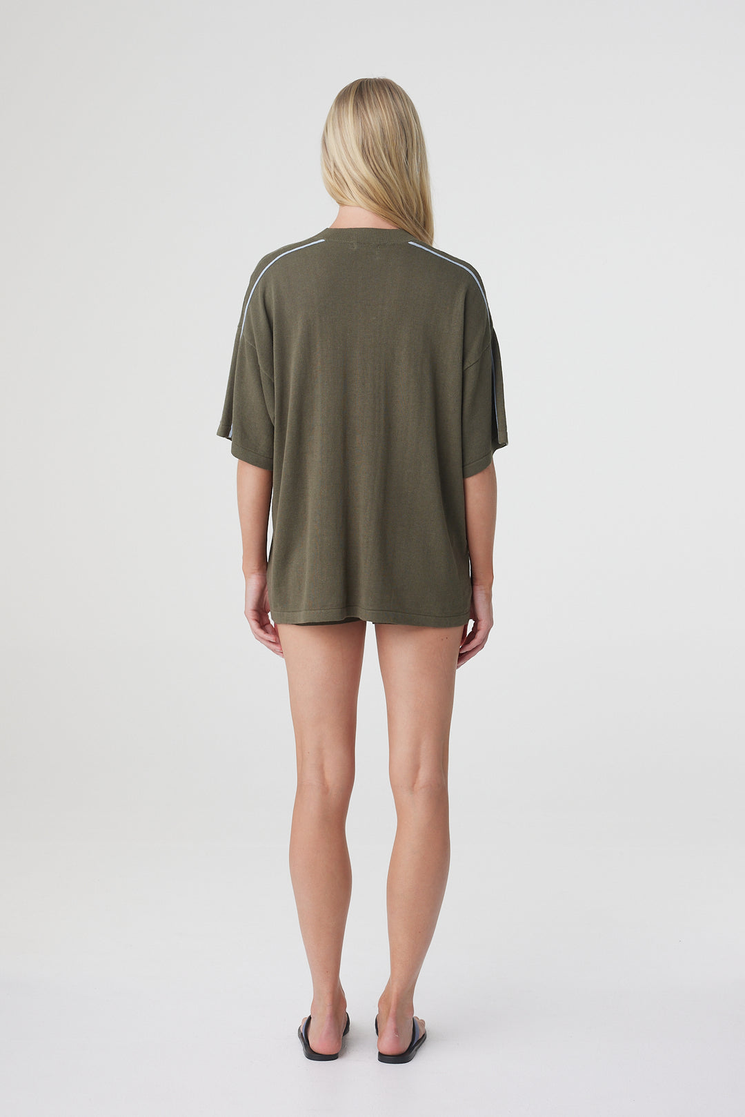 Pippa Oversized Tee - Smokey Olive & Dusk Blue