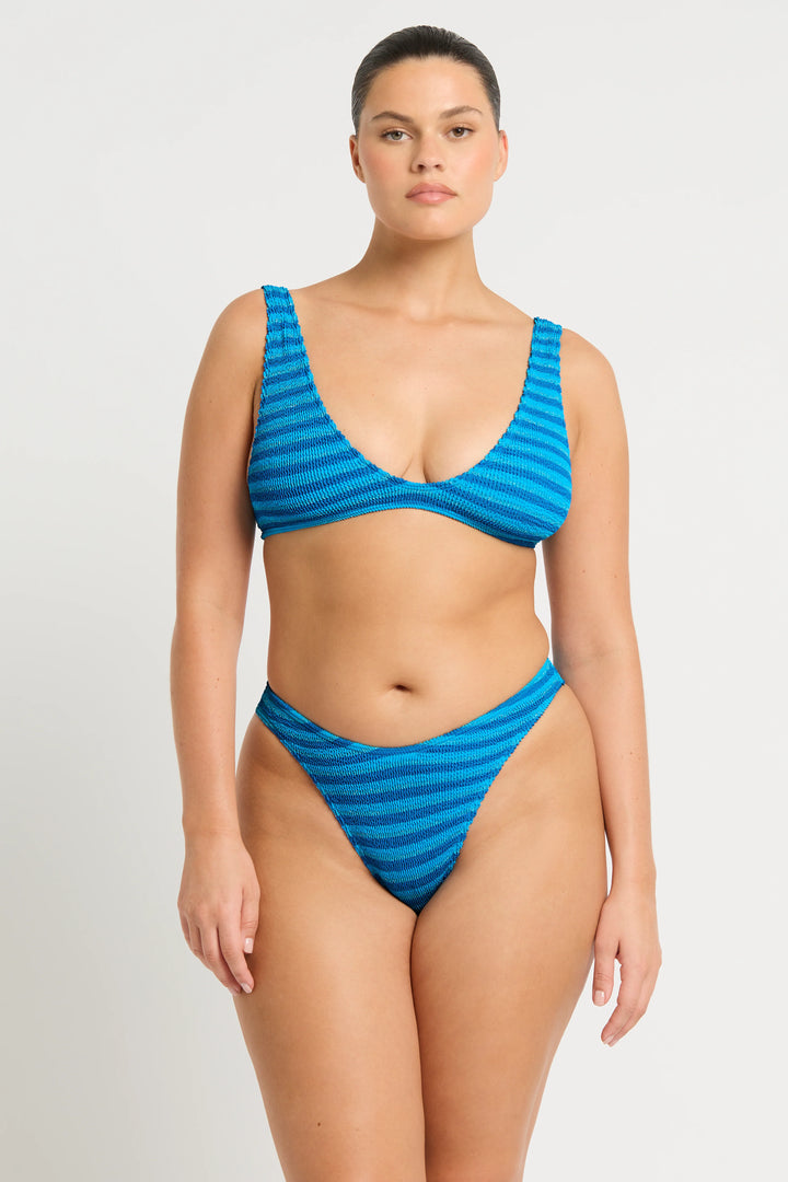 Scout Crop - Turquoise Stripe