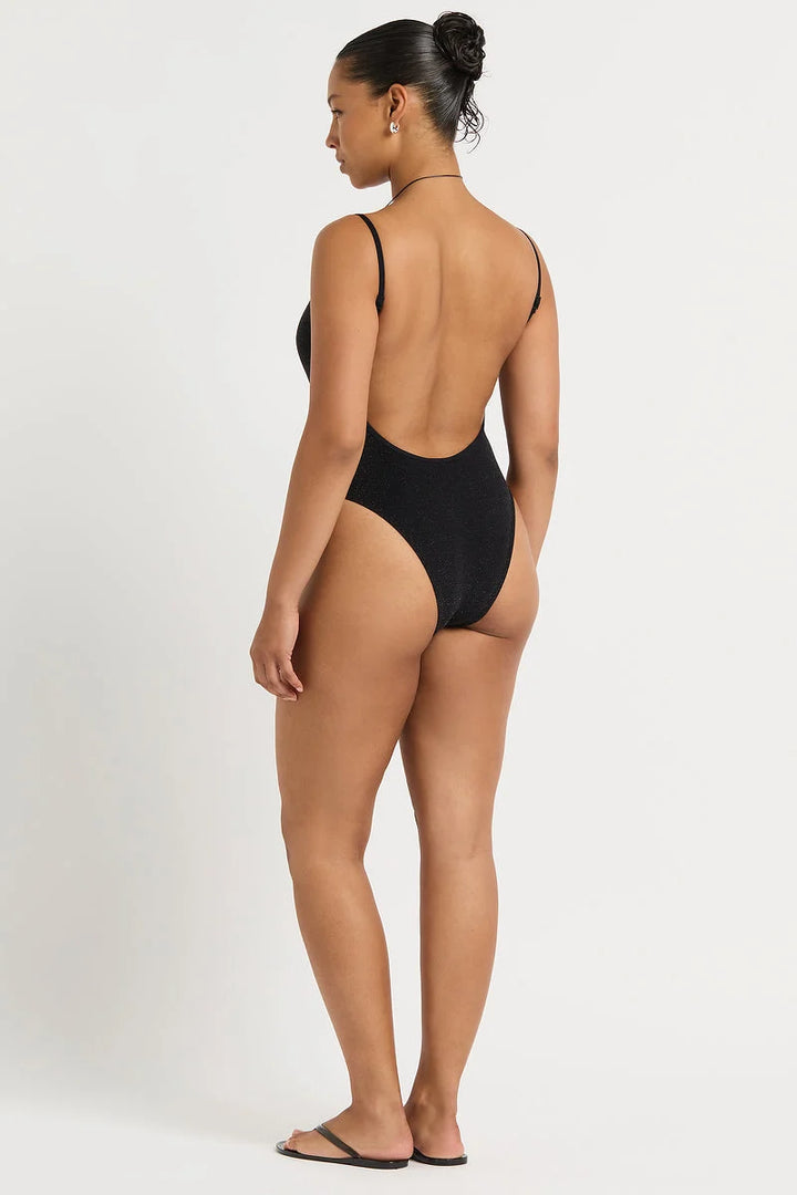 Low Palace One Piece - Black Lurex Micro Crinkle