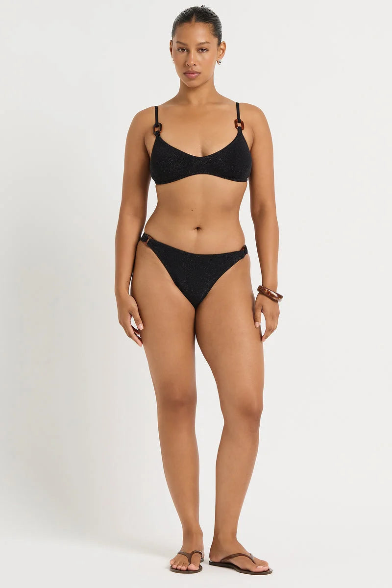 Ring Edwards Crop - Black Lurex Micro Crinkle