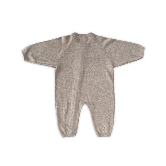 Organic Speckle Knit Zipper Starsuit - Oatmilk