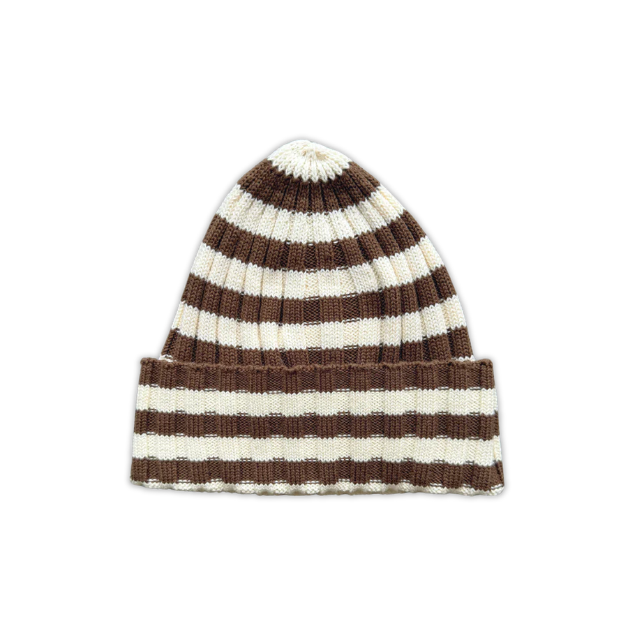 Organic Striped Pixie Knit Beanie - Espresso