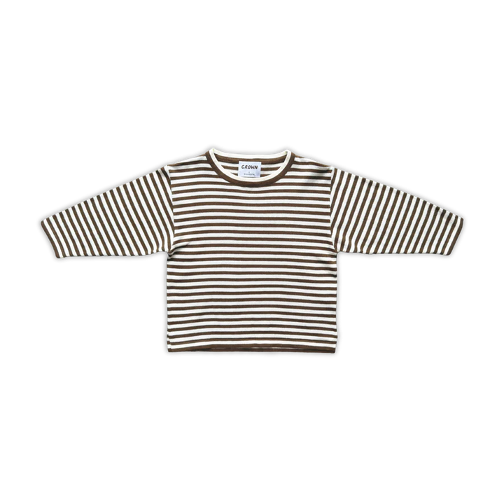 Organic Essential Stripe LS Knit Tee - Espresso