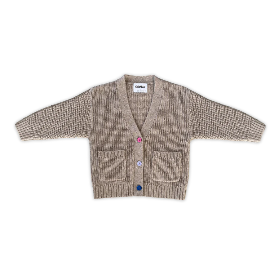 Organic Speckle Knit Cardigan - Oatmilk