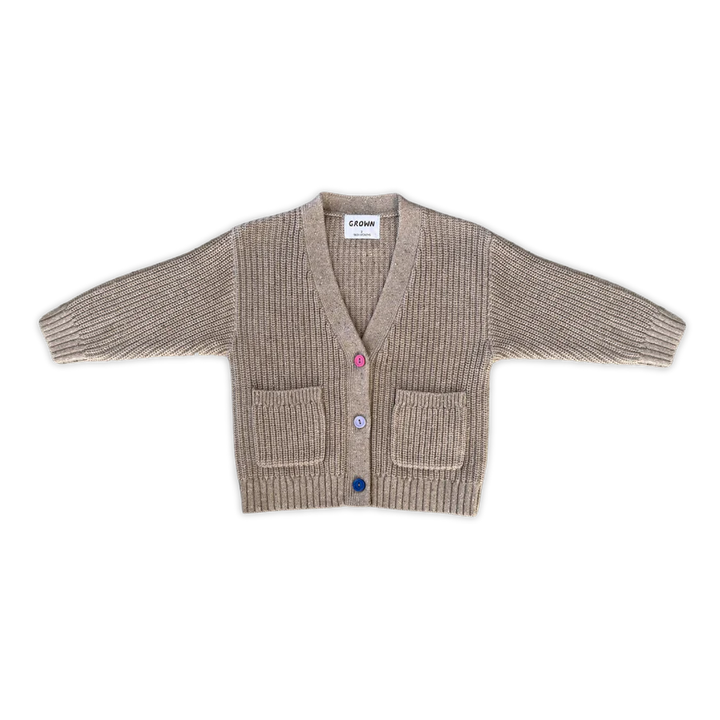Organic Speckle Knit Cardigan - Oatmilk