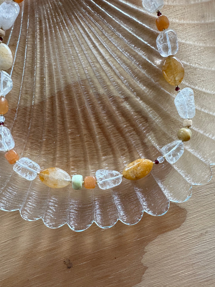 Las Rais - Beaded Necklace - Orange Clear