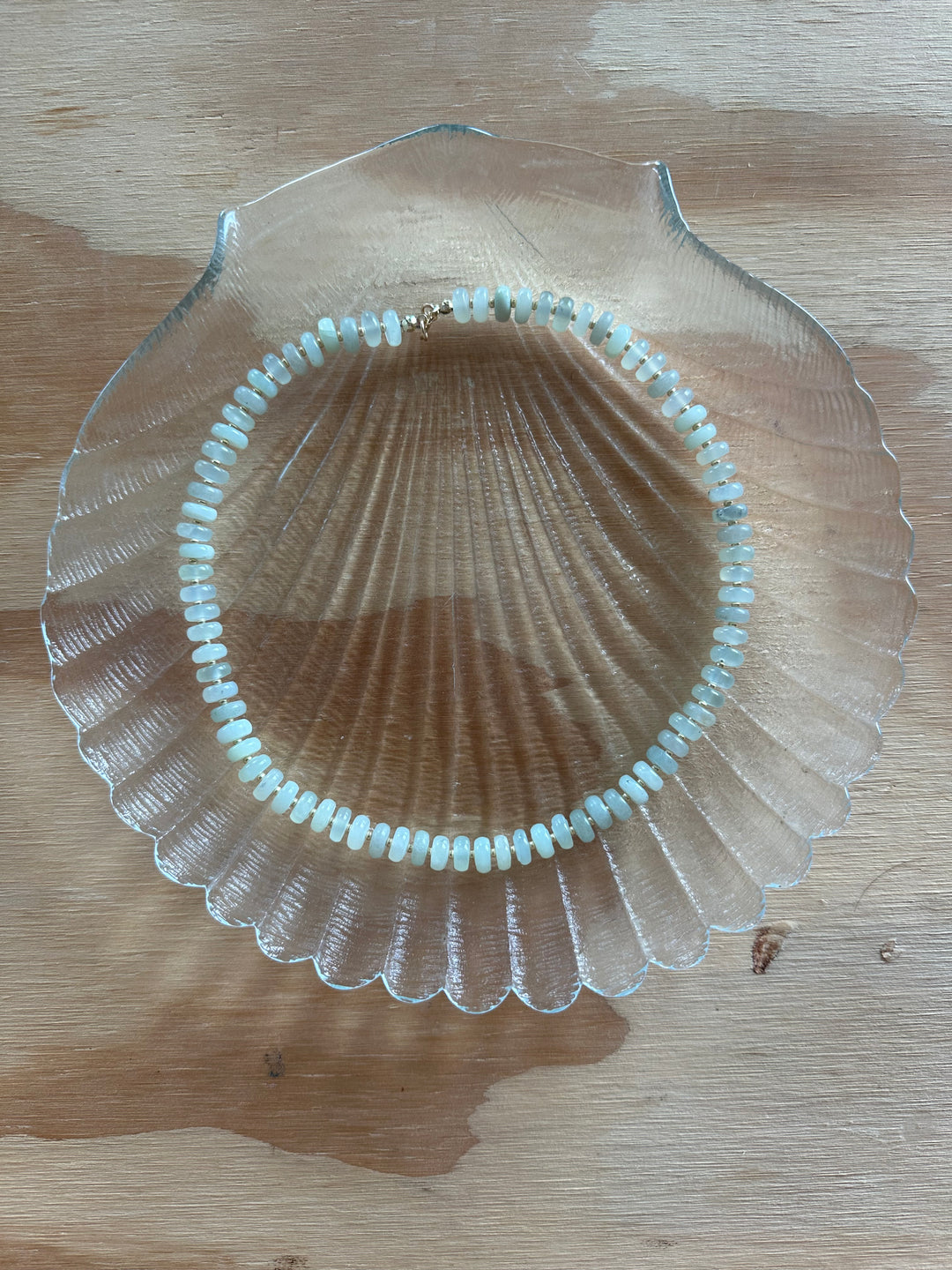 Las Rais - Beaded Necklace - Jade Green Disk