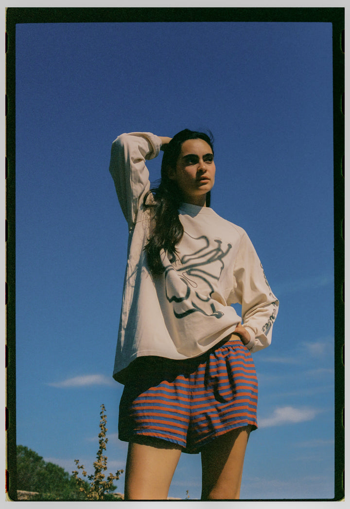 Cloud Hibiscus Haven LS Tee - Cream