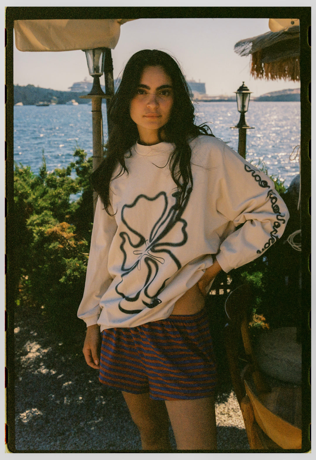 Cloud Hibiscus Haven LS Tee - Cream