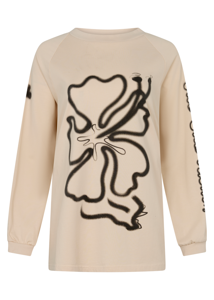 Cloud Hibiscus Haven LS Tee - Cream