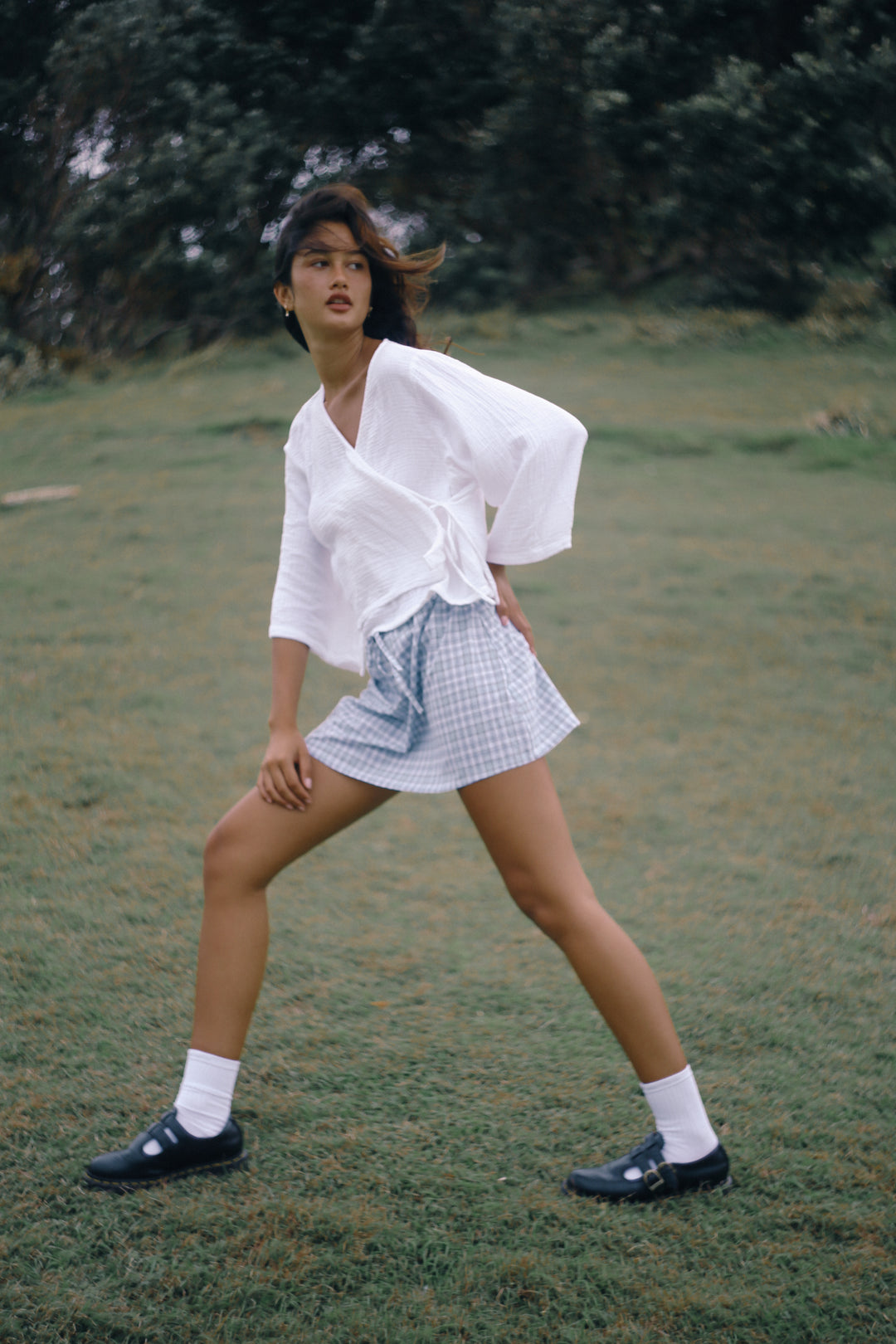 Fleur Skirt - Cloud Plaid