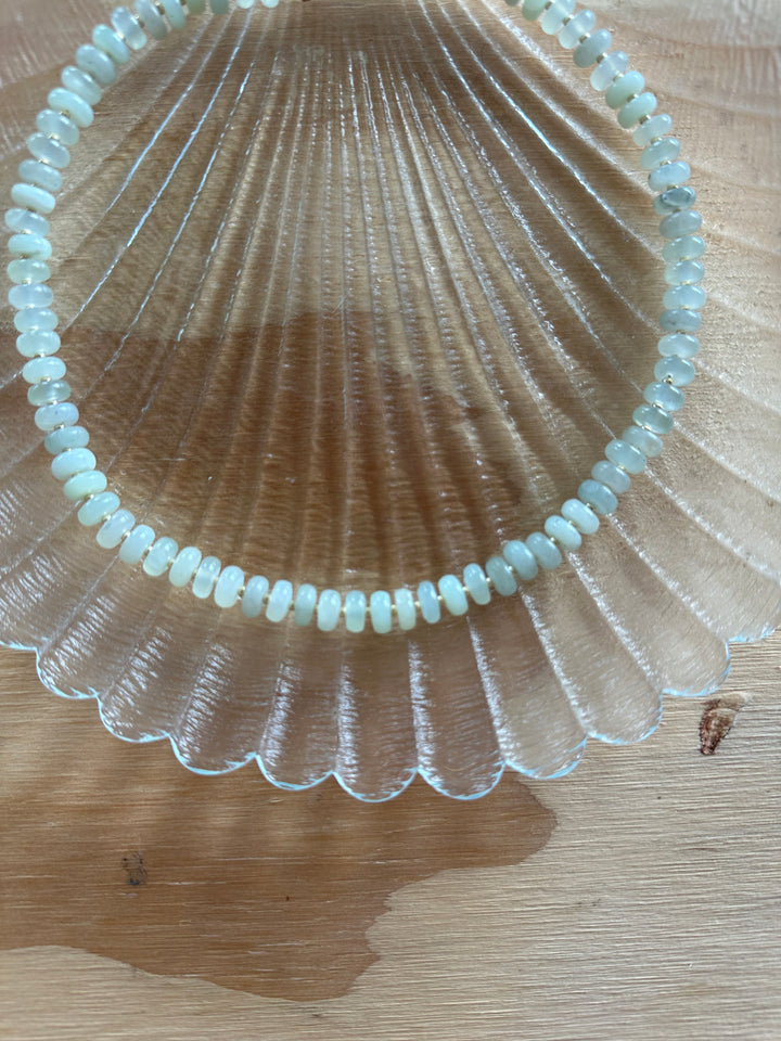 Las Rais - Beaded Necklace - Jade Green Disk