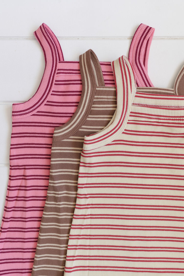 Bobbi Rib Dress - Pink & Red Stripe