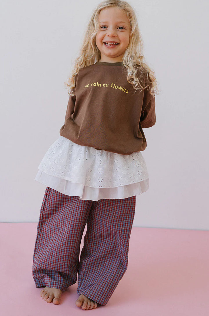 Cotton Check Pant - Plum