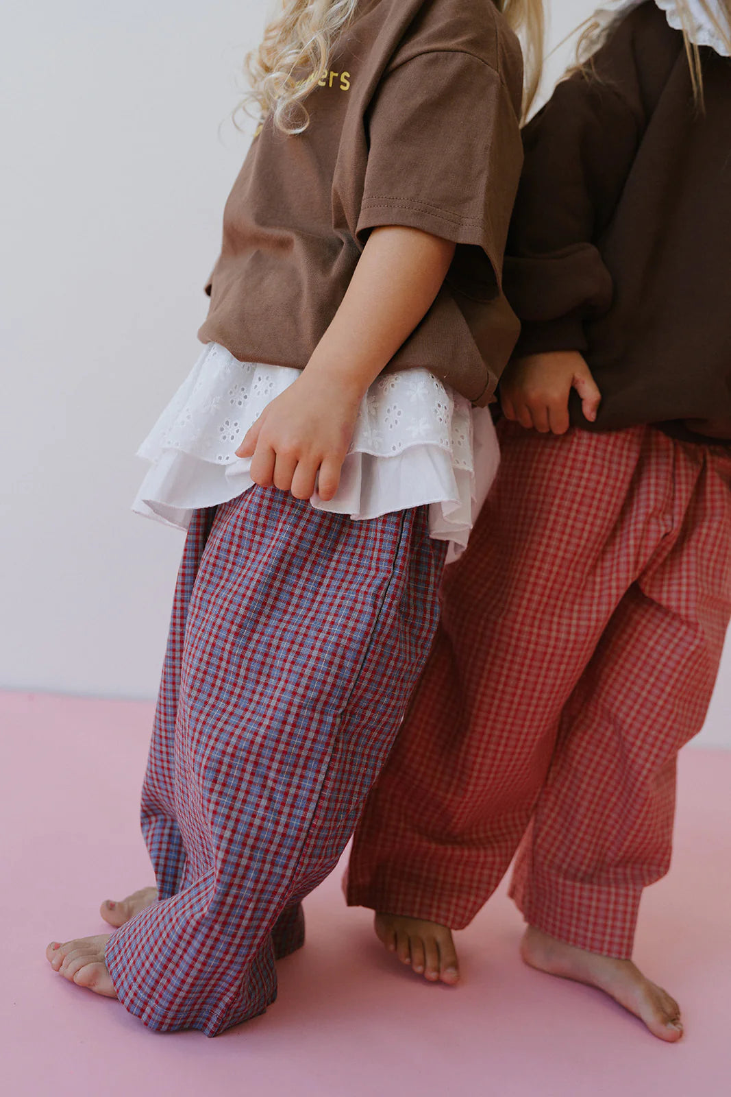 Cotton Check Pant - Plum