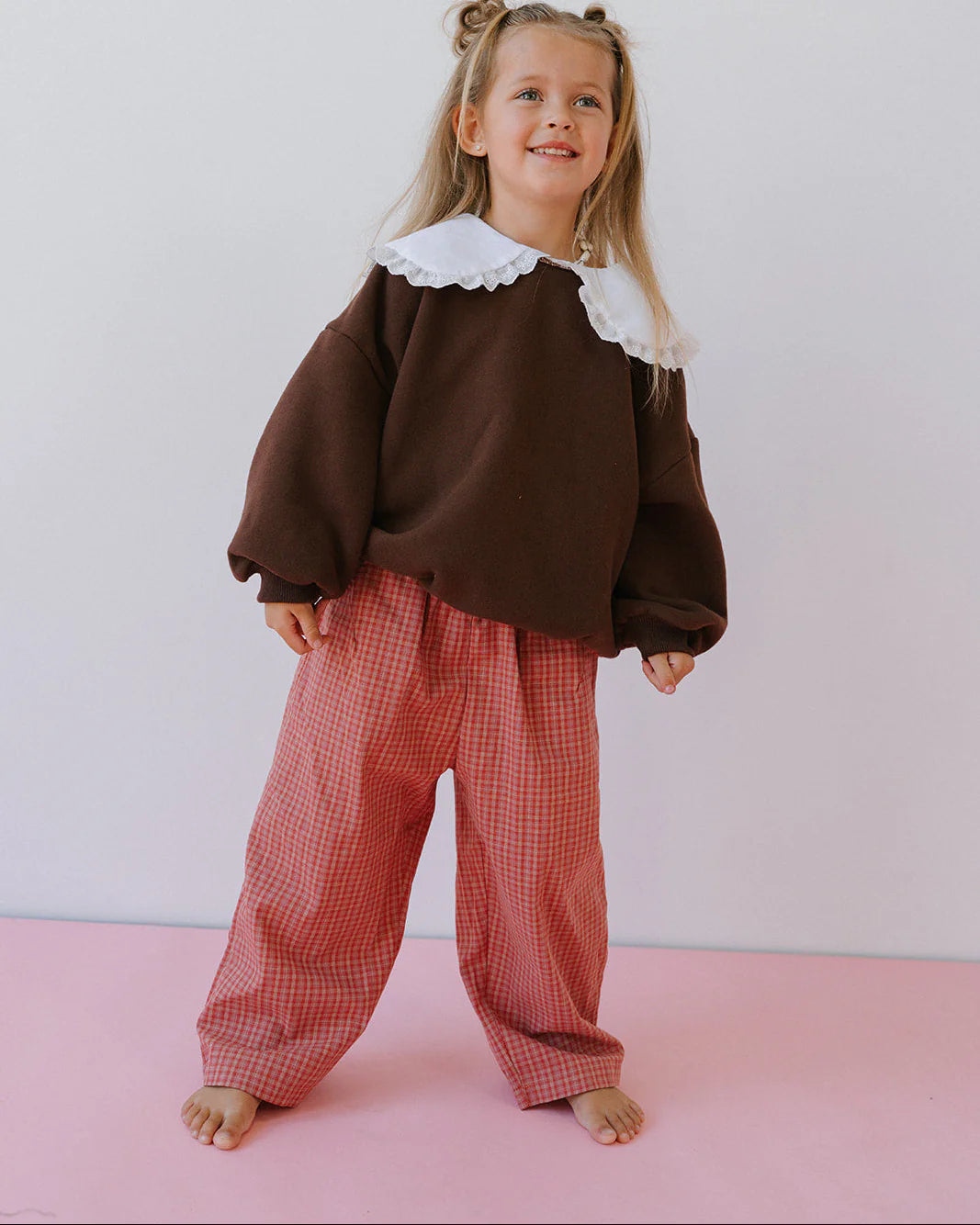 Cotton Check Pant - Pink