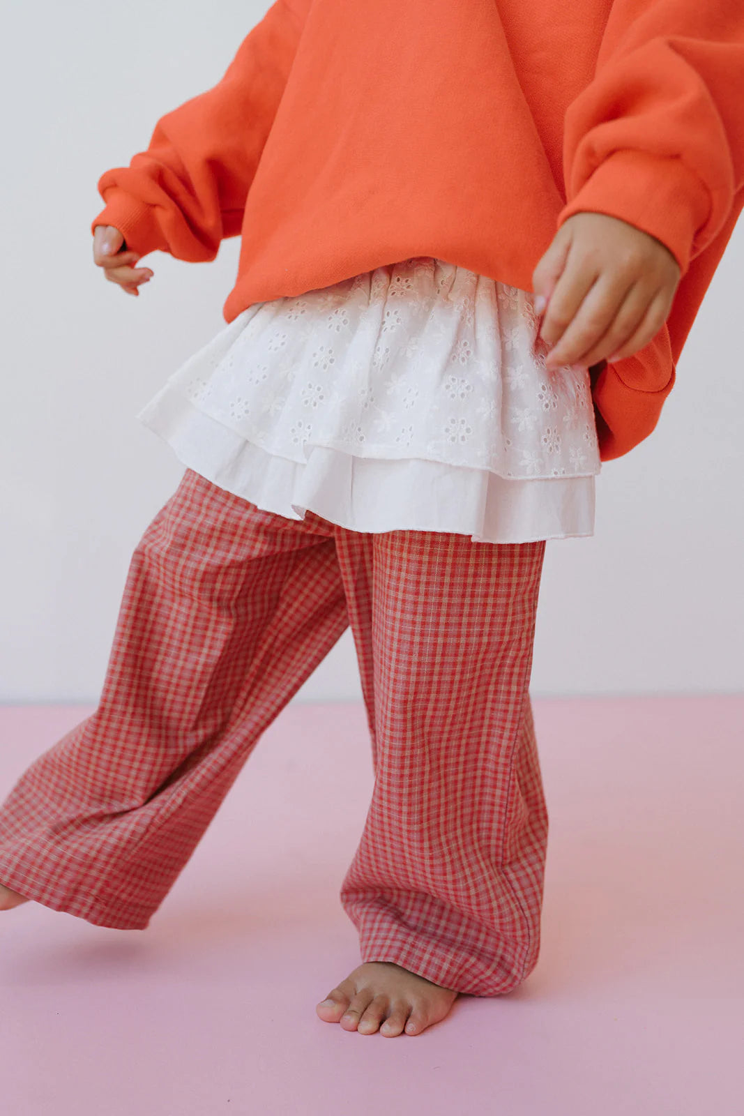Cotton Check Pant - Pink