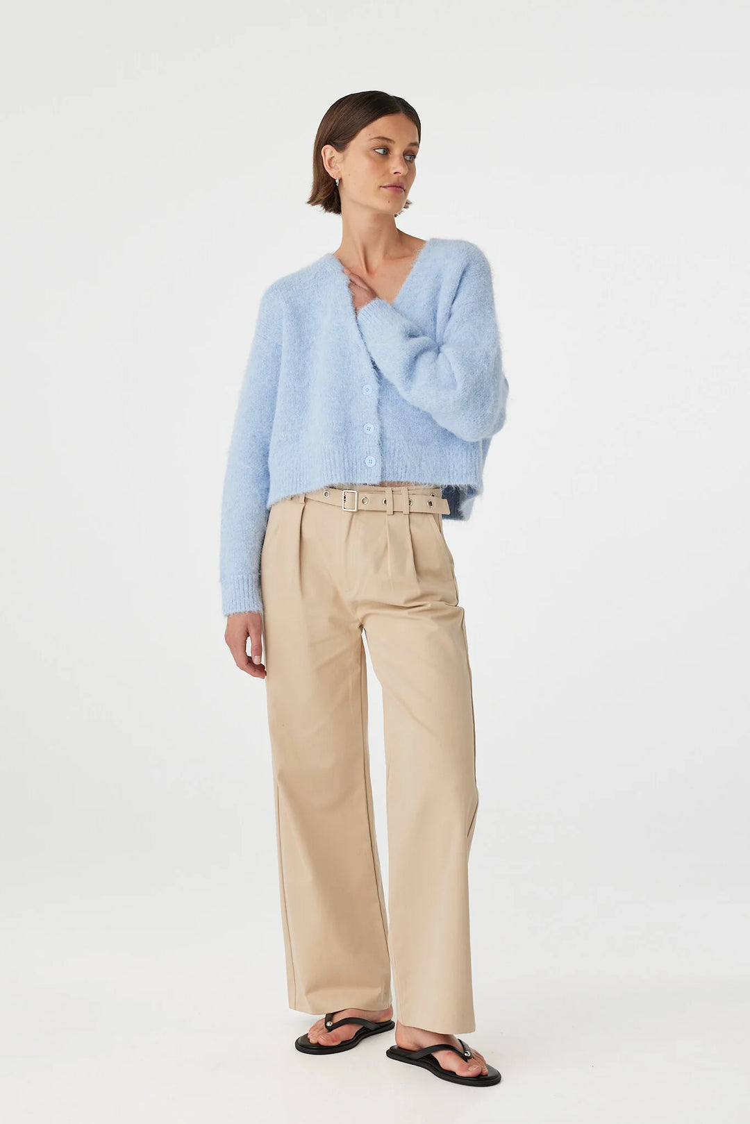 Liora Fluffy Cardigan - Sky