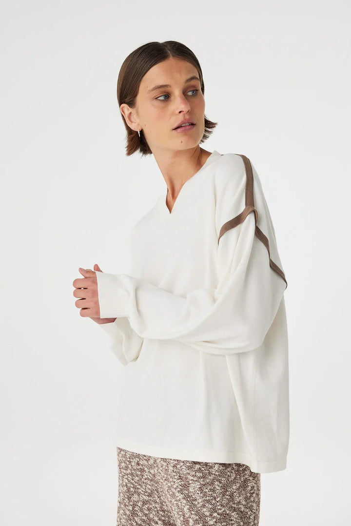 Eden Long Sleeve Tee - Cream and Espresso