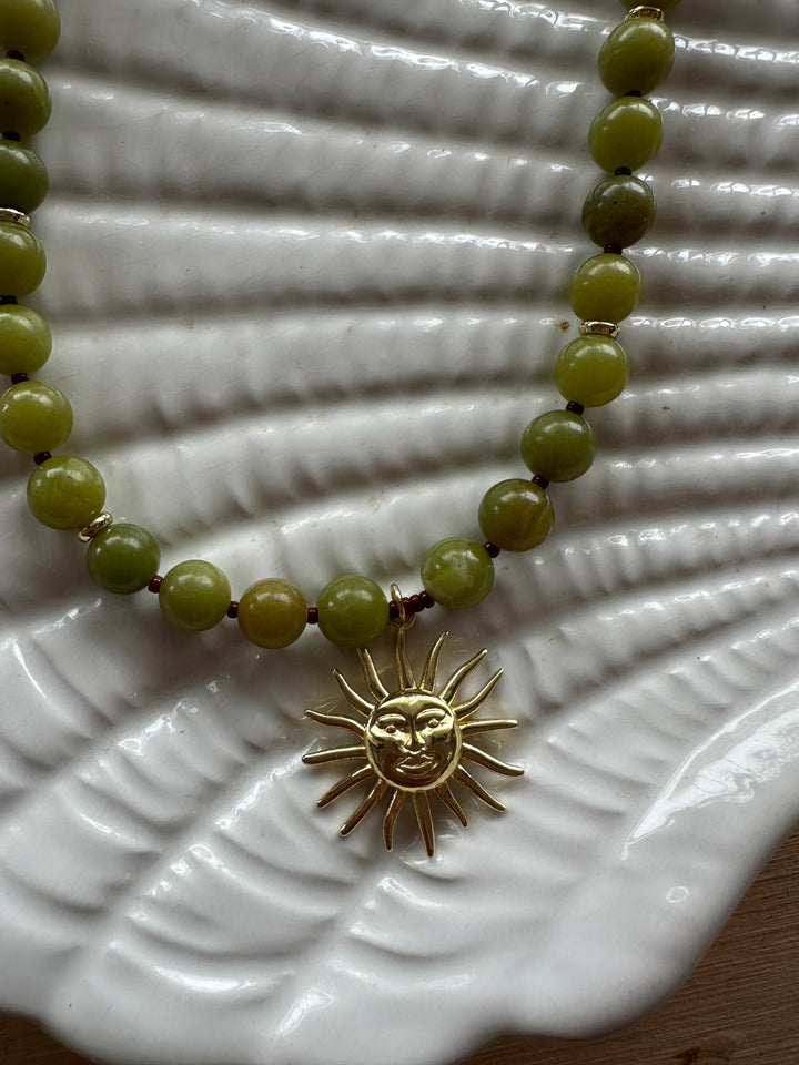 Las Rais - Beaded Necklace - Sun Green