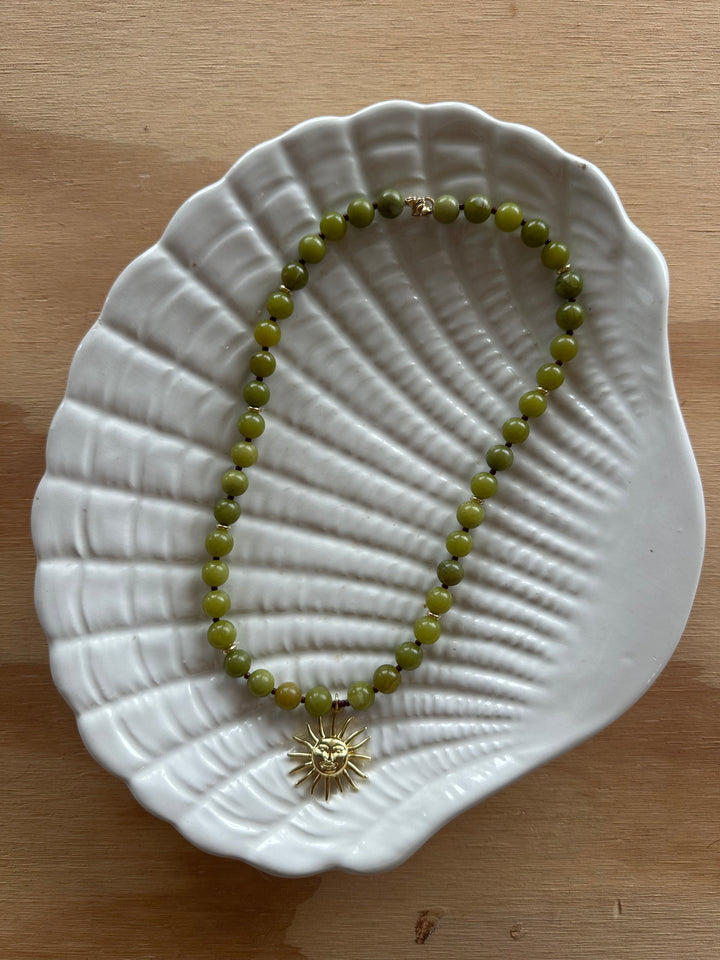Las Rais - Beaded Necklace - Sun Green