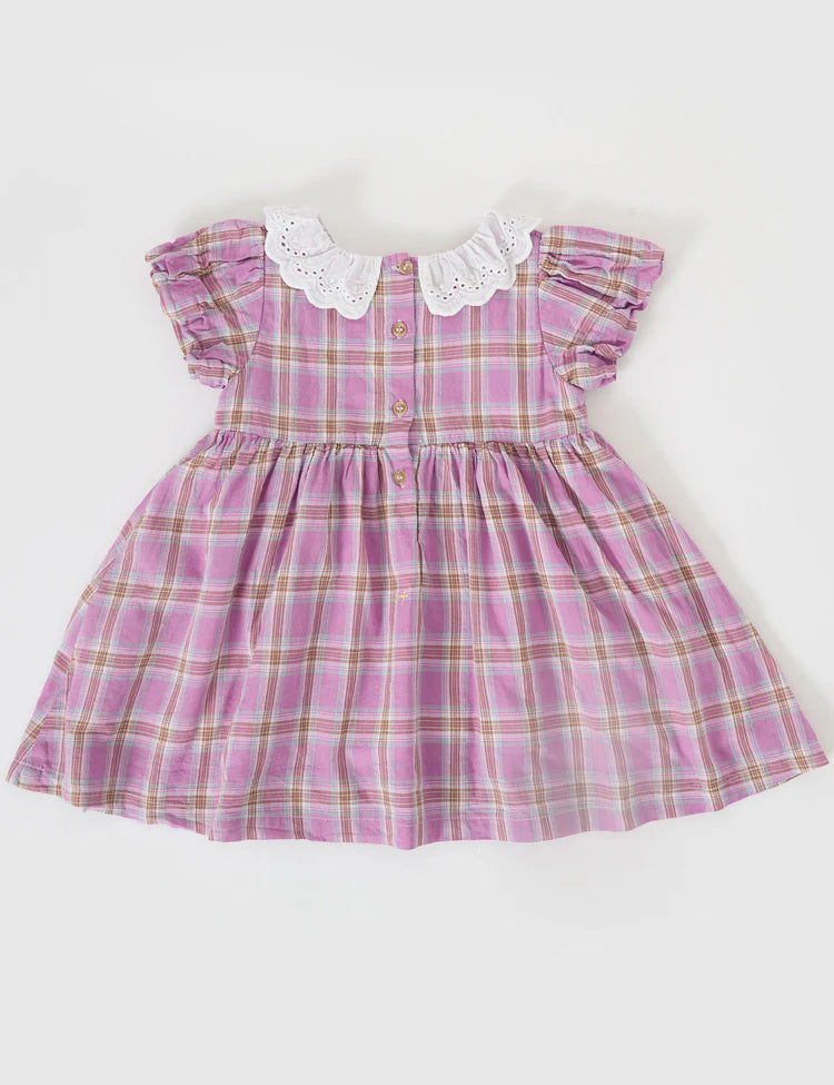 Mauve Check Flo Smocked Dress