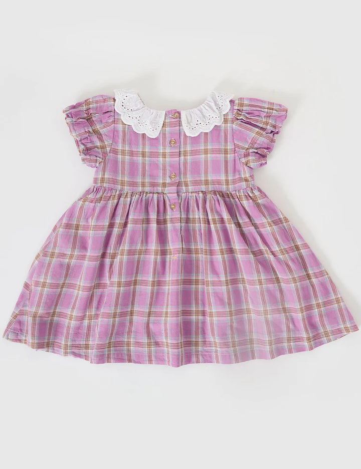 Mauve Check Flo Smocked Dress