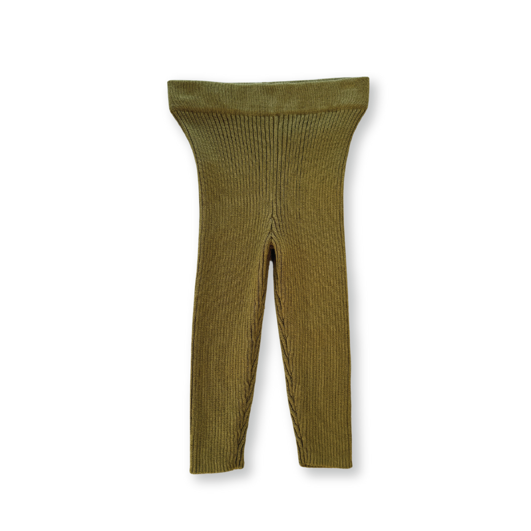 Organic Ribbed Essential Leggings - Herb