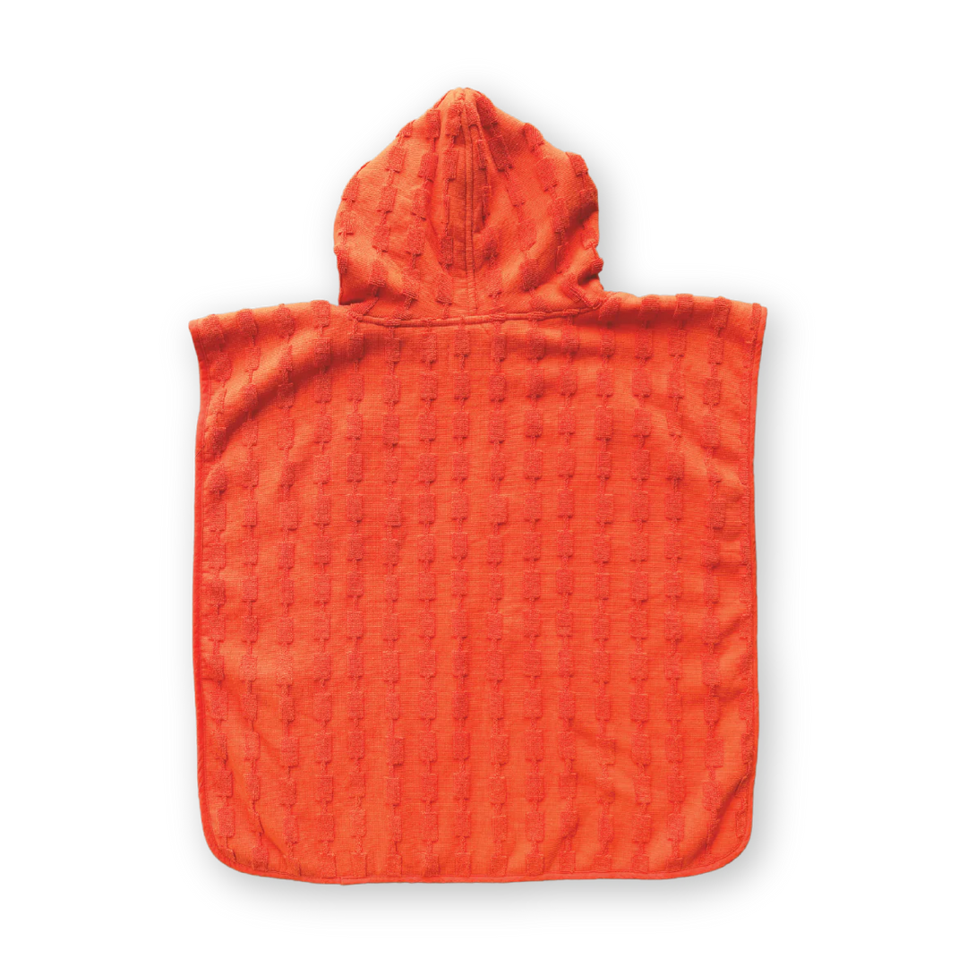 Terry Towelling Poncho - Blocks Rosso