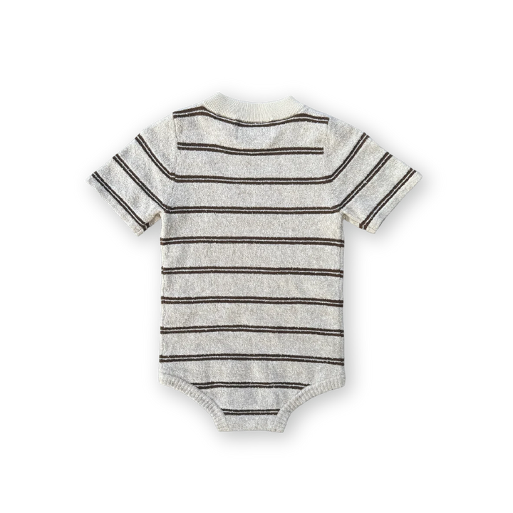 Knitted Terry Striped Bodysuit - Dune/Cafe