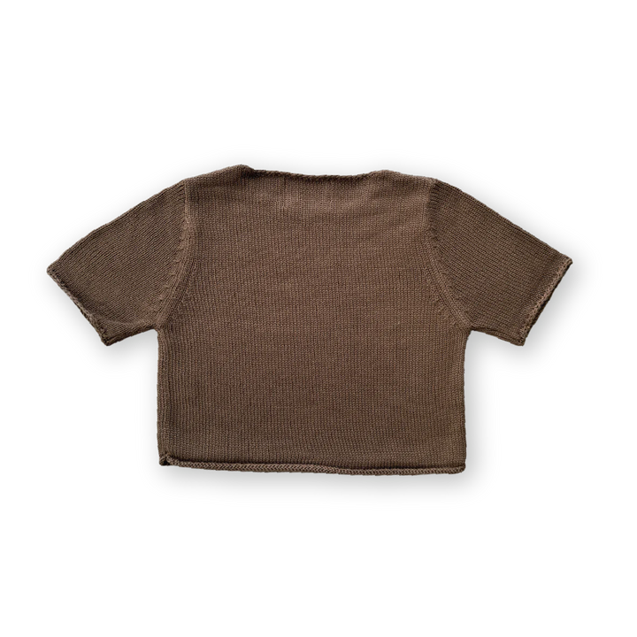 Blanket Stitch Knitted Tee - Cafe