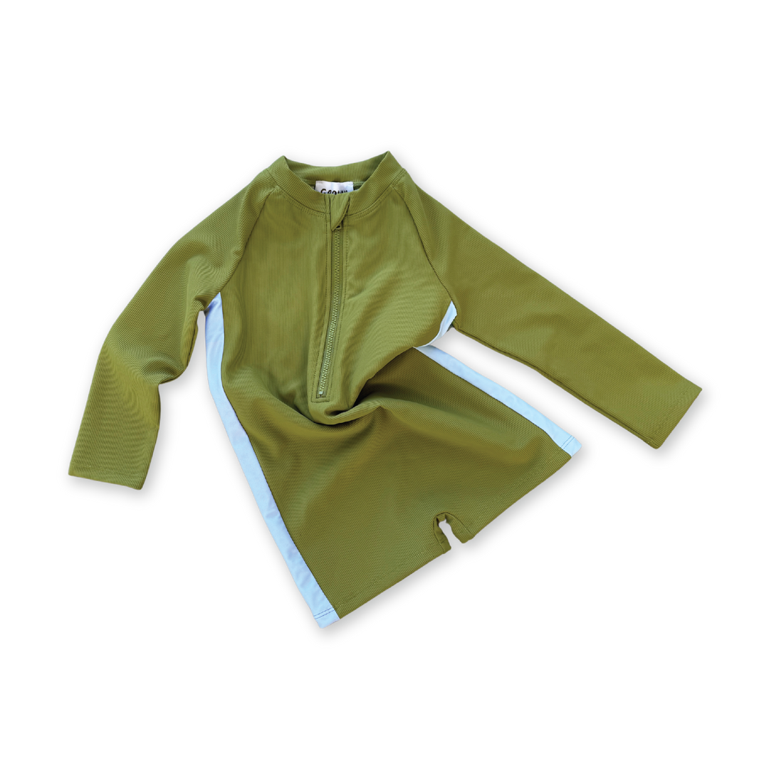 Zip Long Sleeve One Piece - Leaf