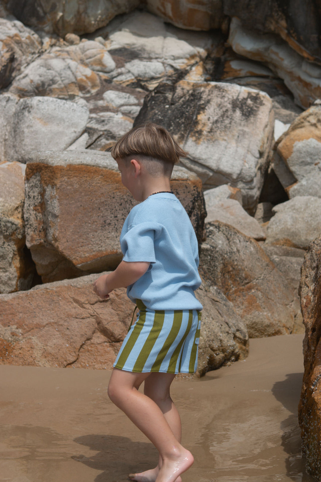 Vertical Stripe Knit Shorts - Ocean & Leaf