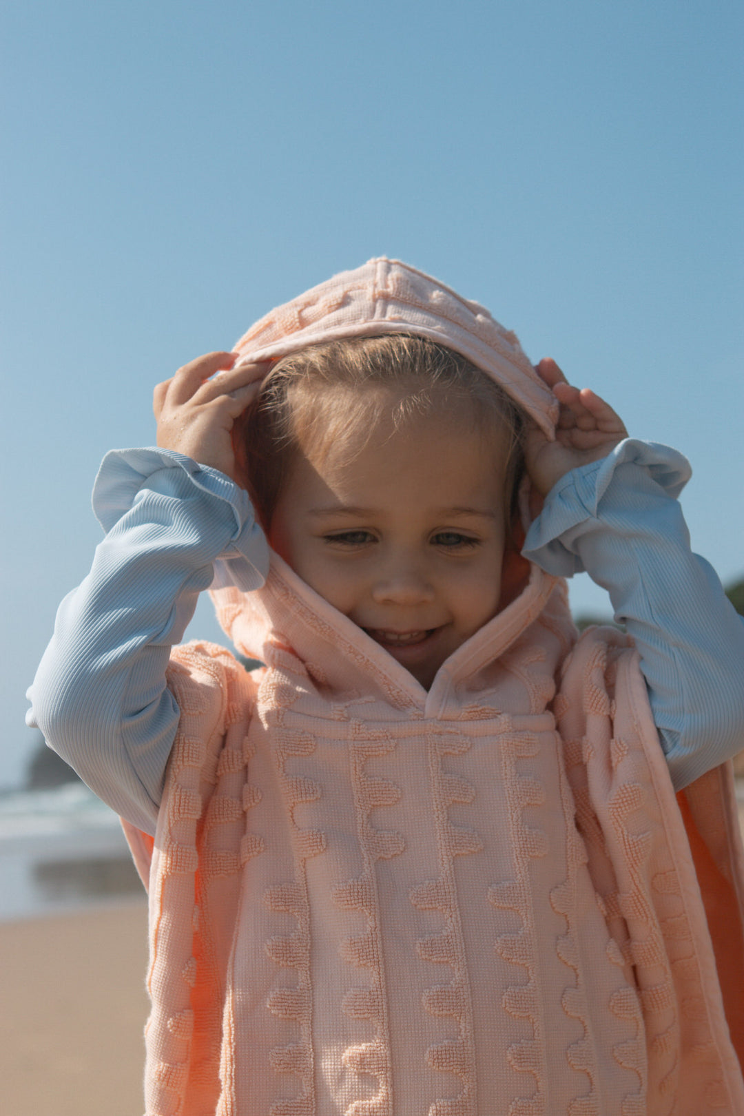 Terry Towelling Flow Poncho - Peachy