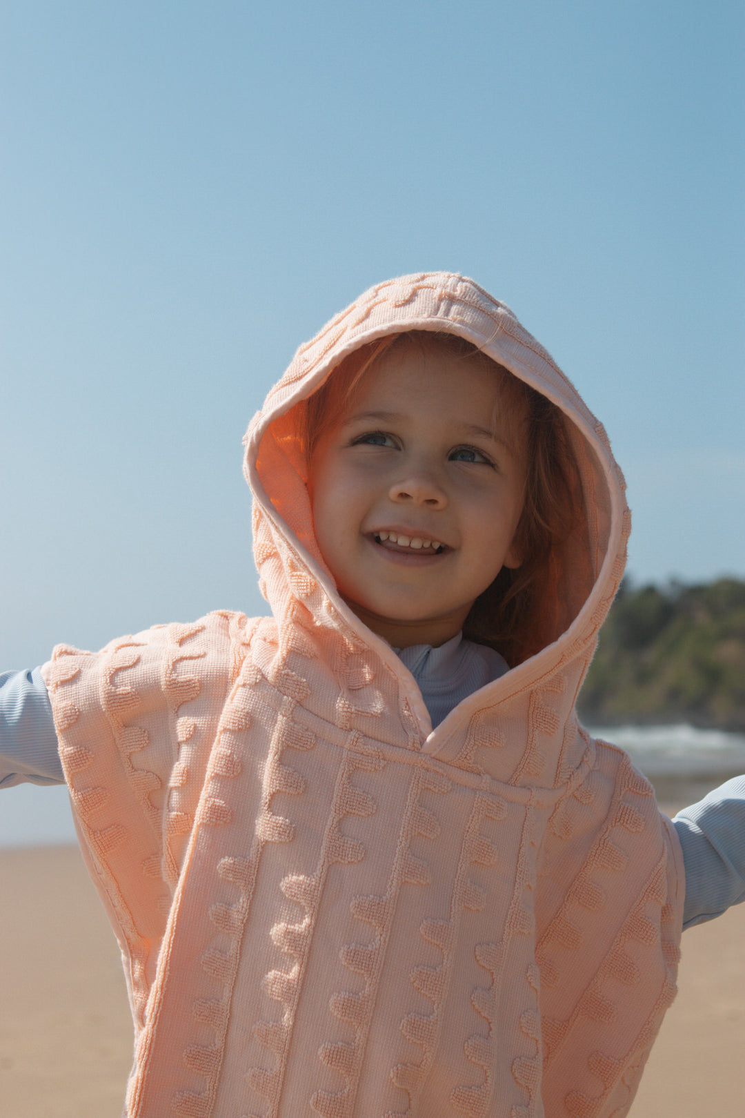 Terry Towelling Flow Poncho - Peachy