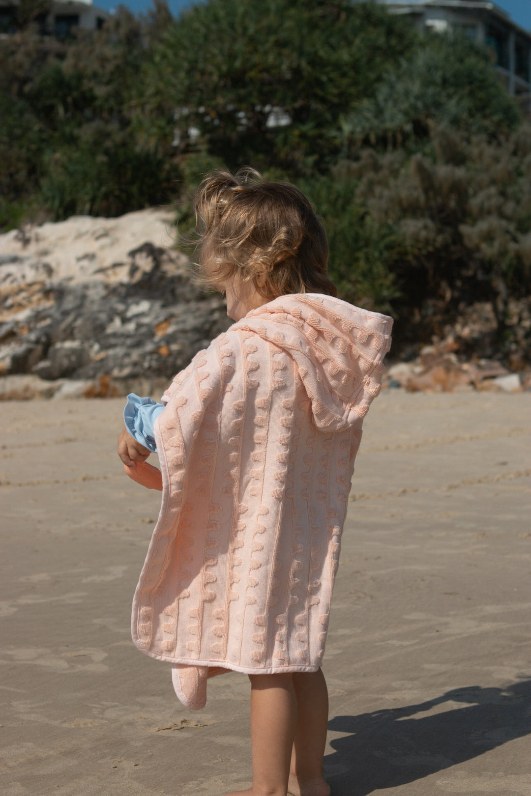 Terry Towelling Flow Poncho - Peachy