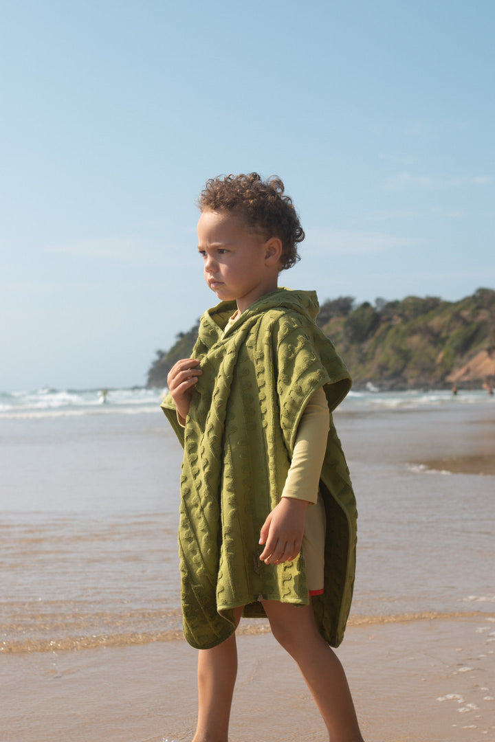 Terry Towelling Flow Poncho - Leaf