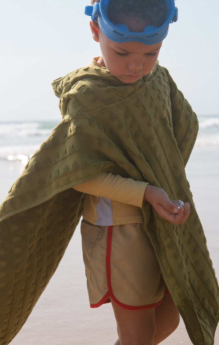 Terry Towelling Flow Poncho - Leaf