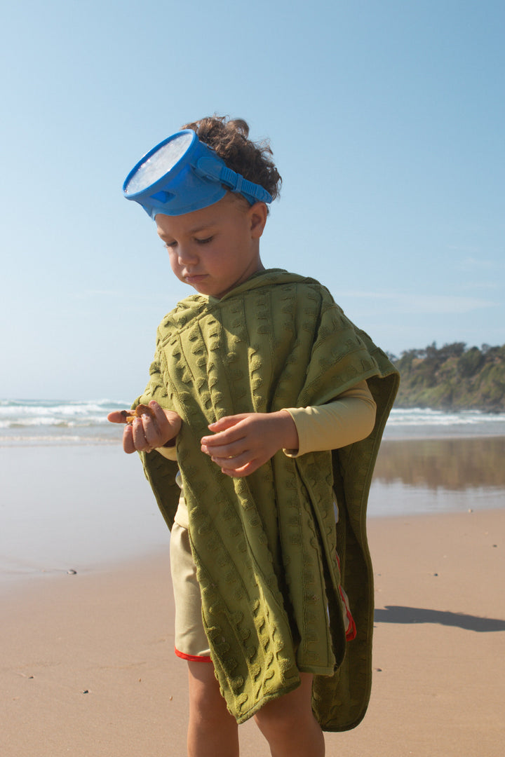 Terry Towelling Flow Poncho - Leaf