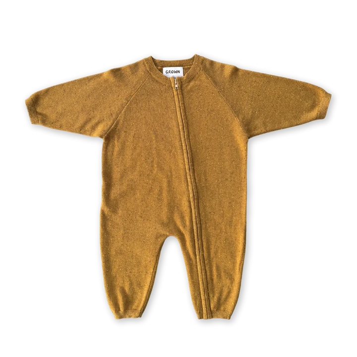 Organic Essential Zip Starsuit - Golden Speckle