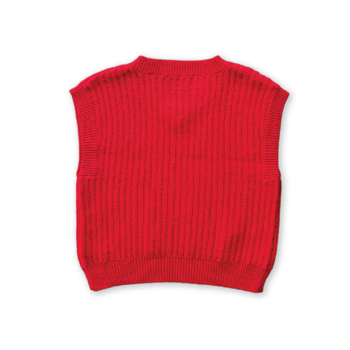 Chunky Rib V-Neck Vest - Flame