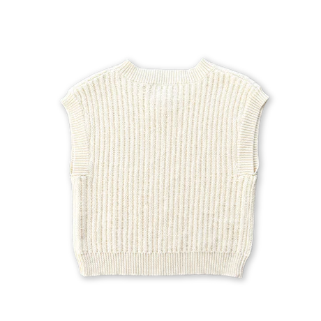Chunky Rib V-Neck Vest - Milk