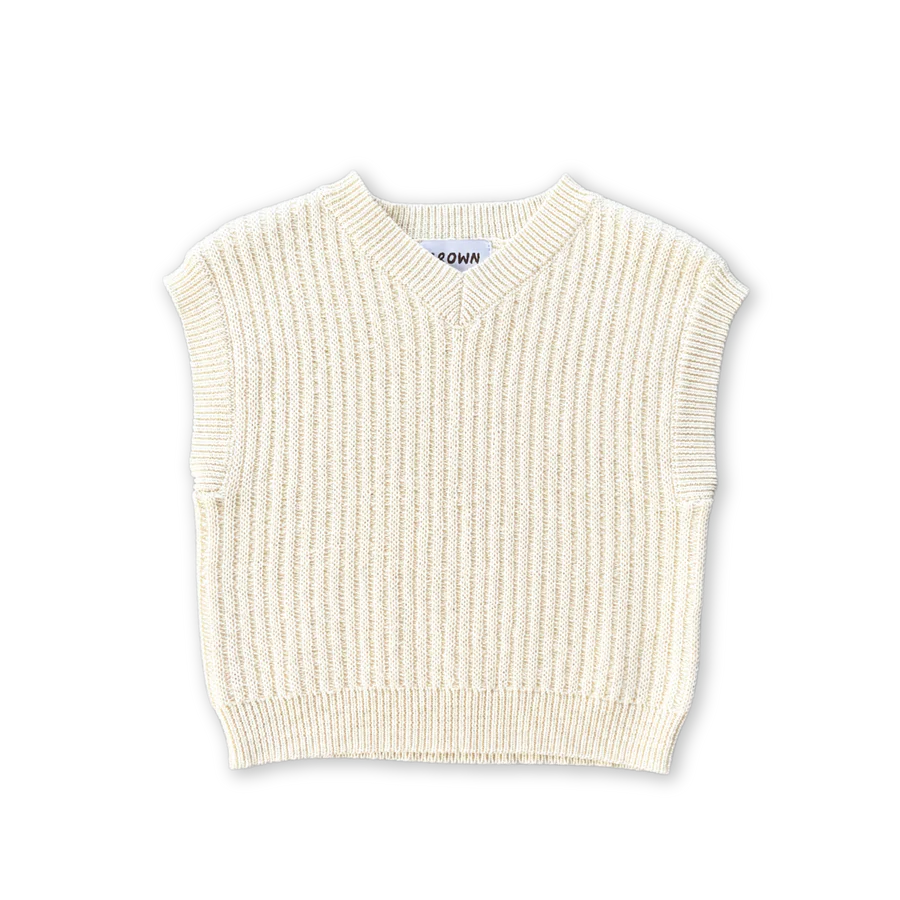 Chunky Rib V-Neck Vest - Milk