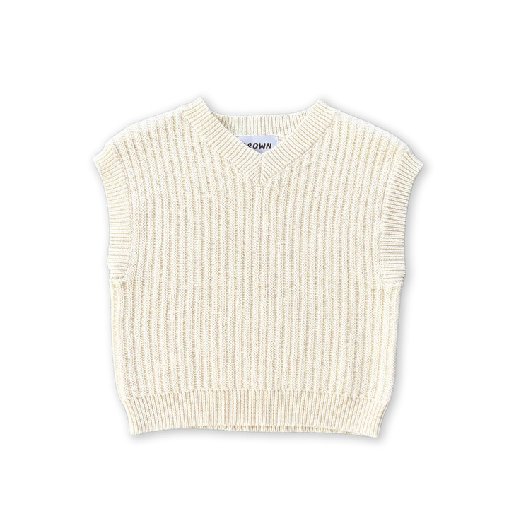 Chunky Rib V-Neck Vest - Milk