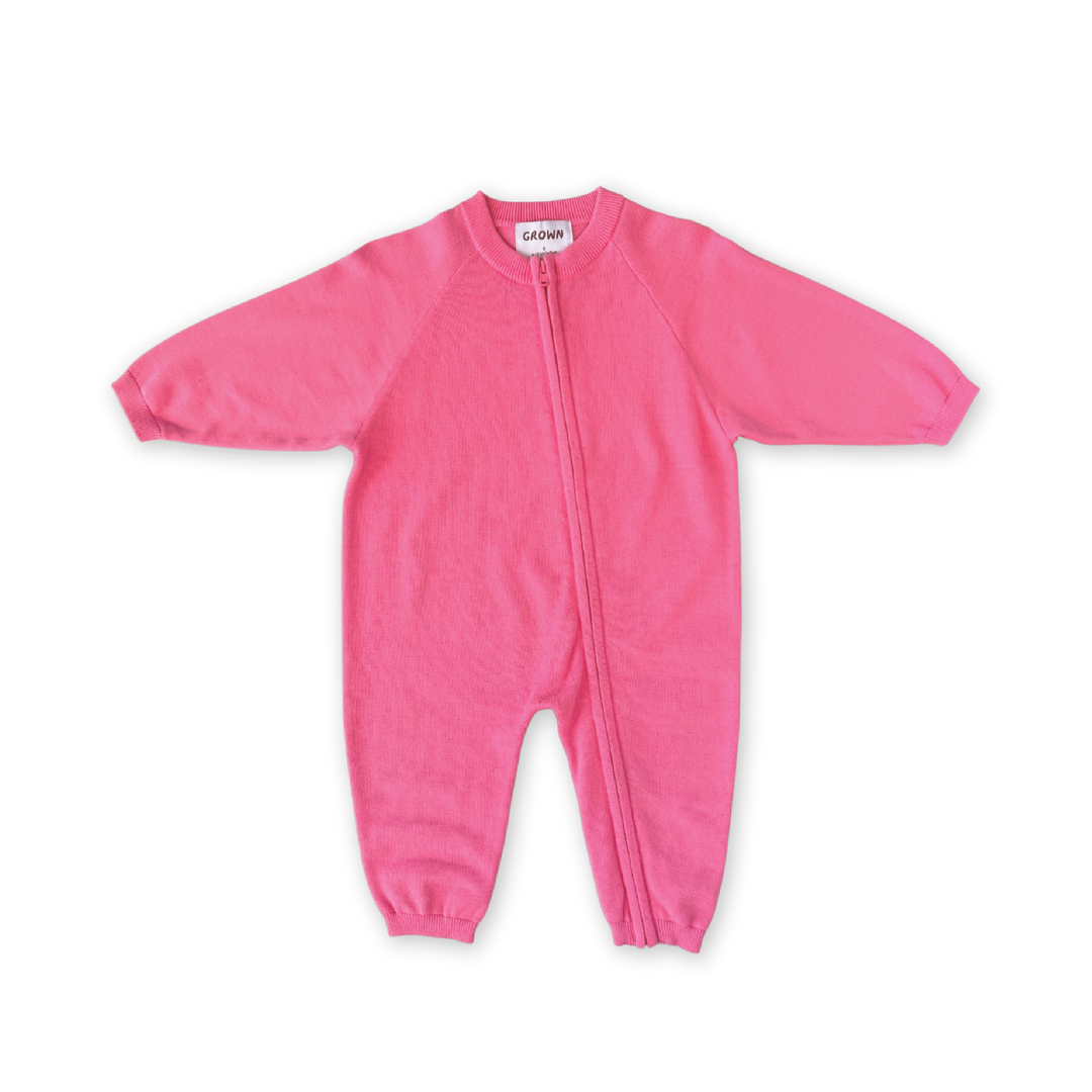 Organic Knit Zipper Starsuit - Sorbet - PRE-SALE