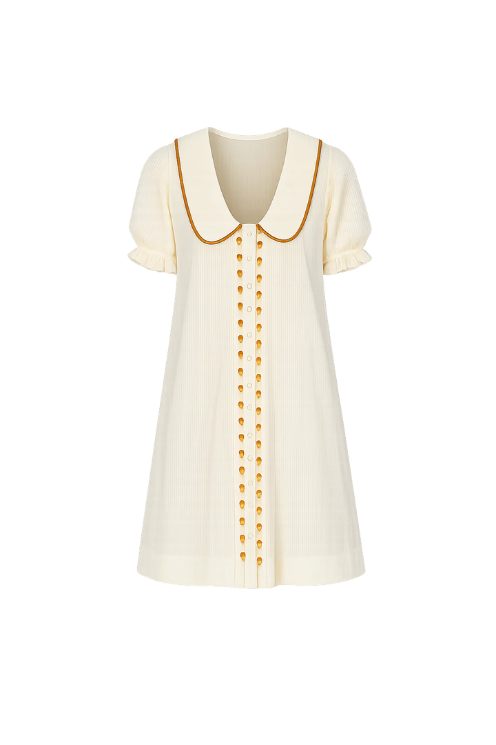 Gabby Collared Mini Dress - Cream