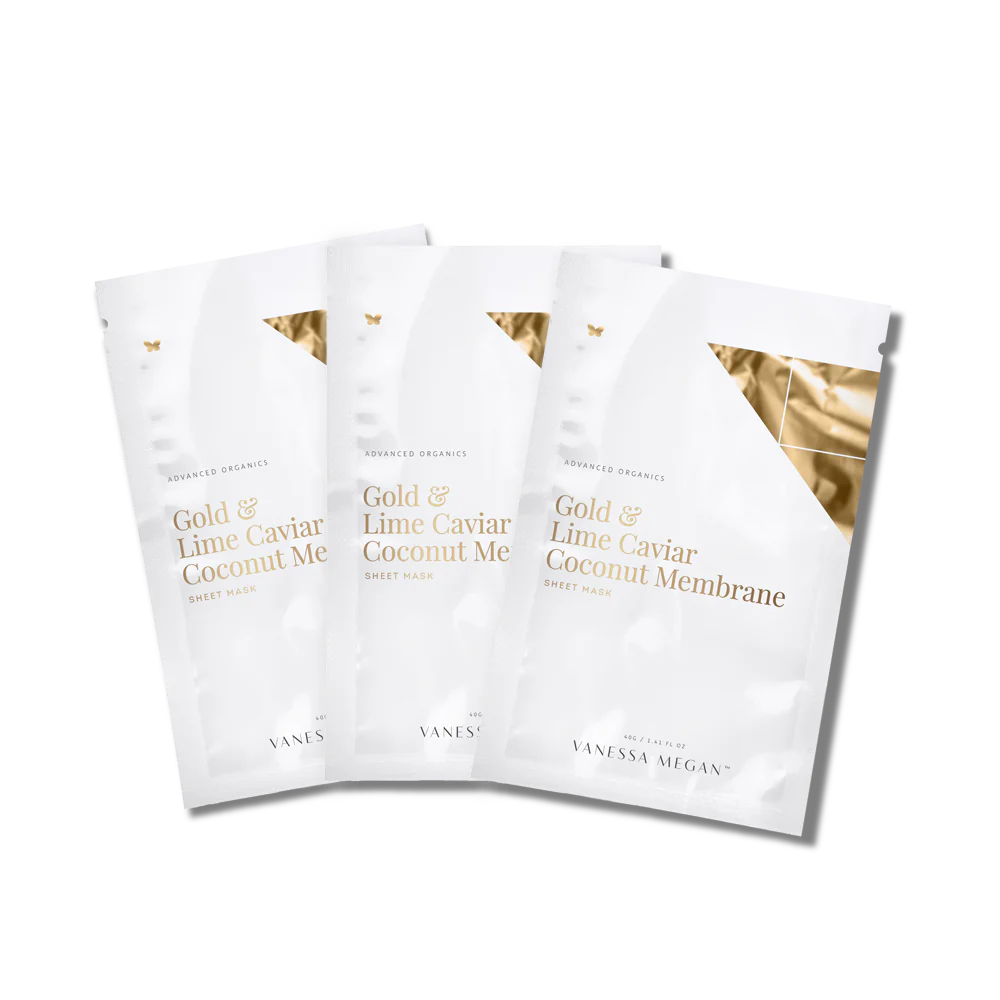 Gold & Lime Caviar Coconut Membrane Sheet Mask 3-Pack