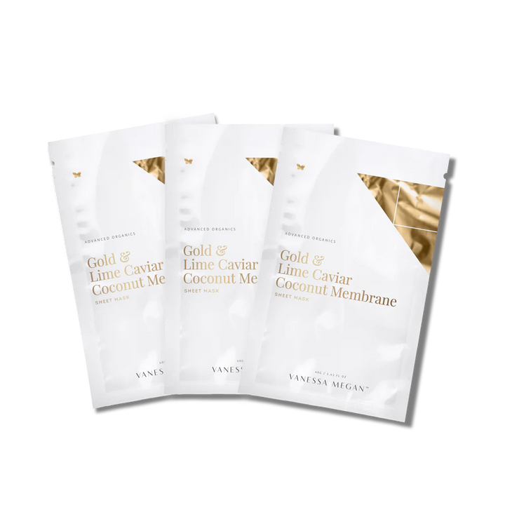 Gold & Lime Caviar Coconut Membrane Sheet Mask 3-Pack