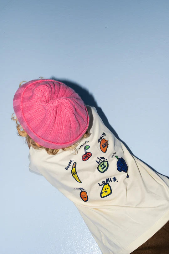 Merino Blend Rib Knit Beanie - Raspberry